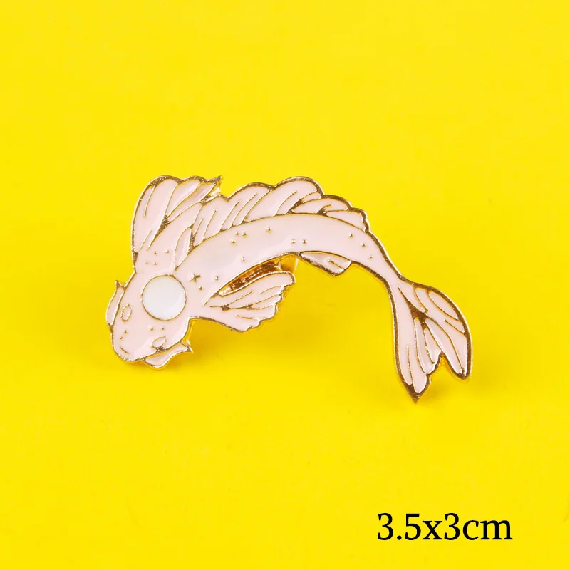 Инь Ян кои Карп брошь на булавке для воротника брошка лацканы Pin Fish Wave Sea Китовая