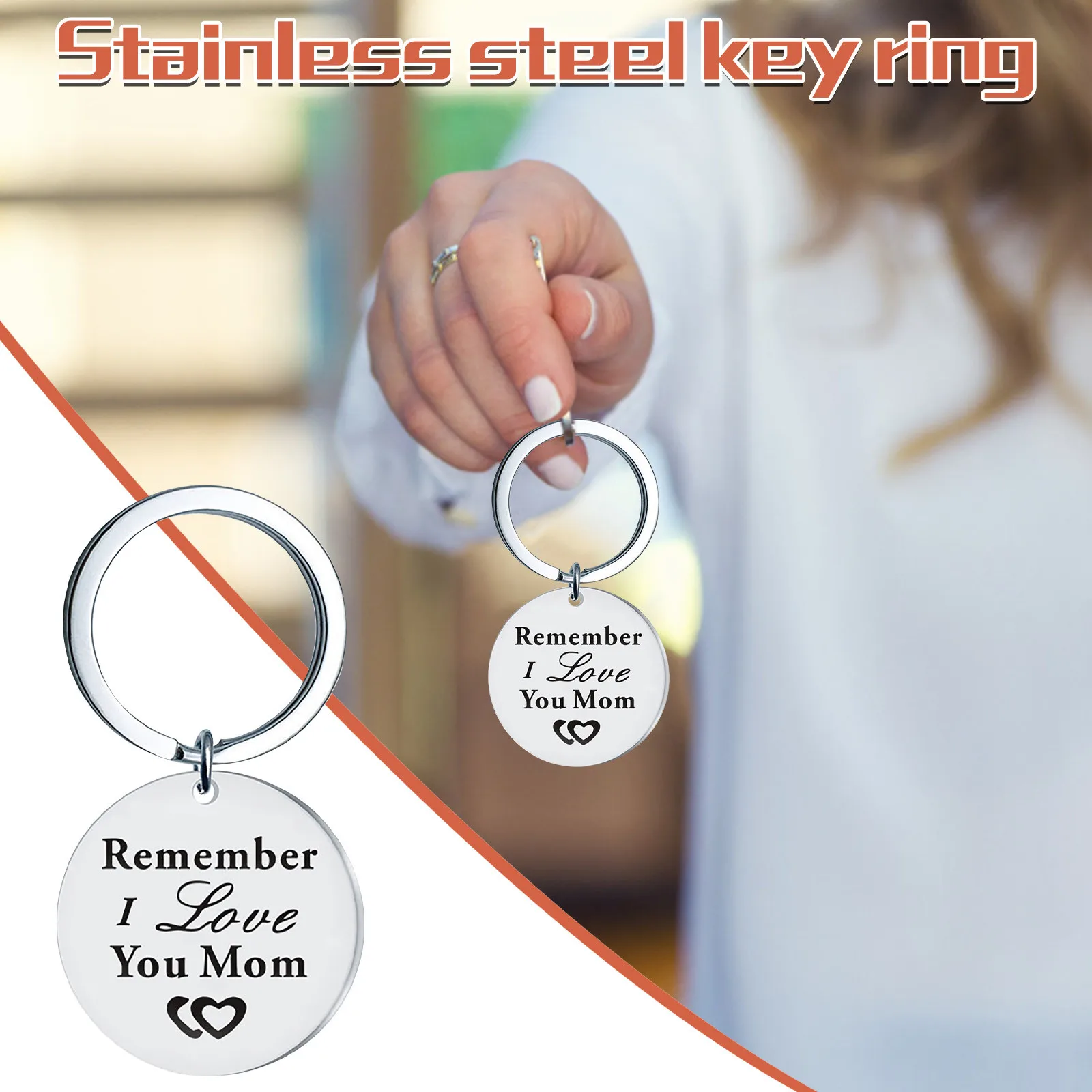 

1PCS Engraving Stainless Steel Keychain Mother's Day Gift Keychain Gift Jewelry Accessories Memorial gift Key chain