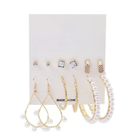 2021 womens earring set pearl earrings for women bohemian fashion jewelry geometric heart earing hot sale new trendy flower