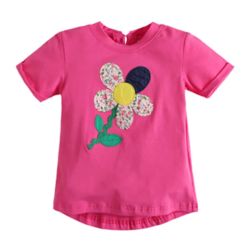 

Хлопковая футболка с коротким рукавом и принтом для маленьких девочек, летняя Брендовая детская одежда с круглым вырезом, детские топы, фут...