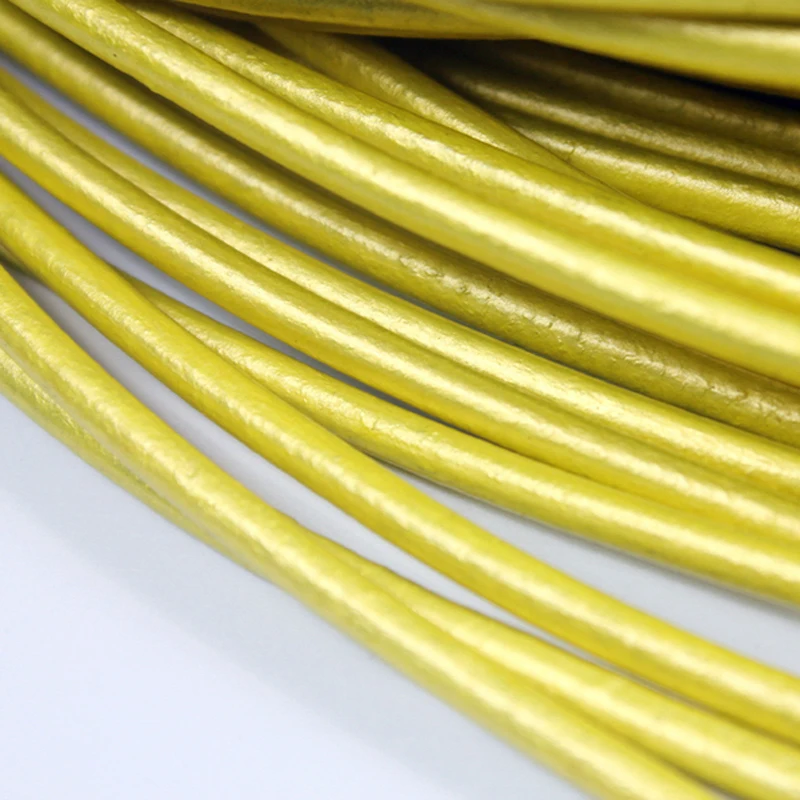 

Aaazee 2 Yards 4mm Diameter Metallic Yellow Real Cow Hide Leather Cord for Jewelry Making, Bracelet Craft RLG4M226