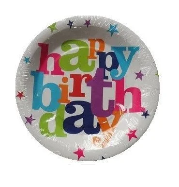 Печать с днем рождения вечерние блюдо 10 шт.|Сверкающие товары для вечеринки| |