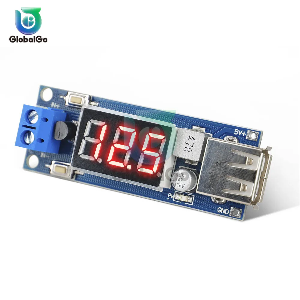 Светодиодный Бак модуль USB зарядное устройство DC 4.5 40V в 5V 2A Автоматическая защита