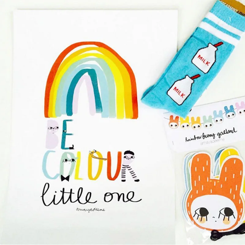 Модные детские носки-трубки с изображением молочного лебедя милые брендовые