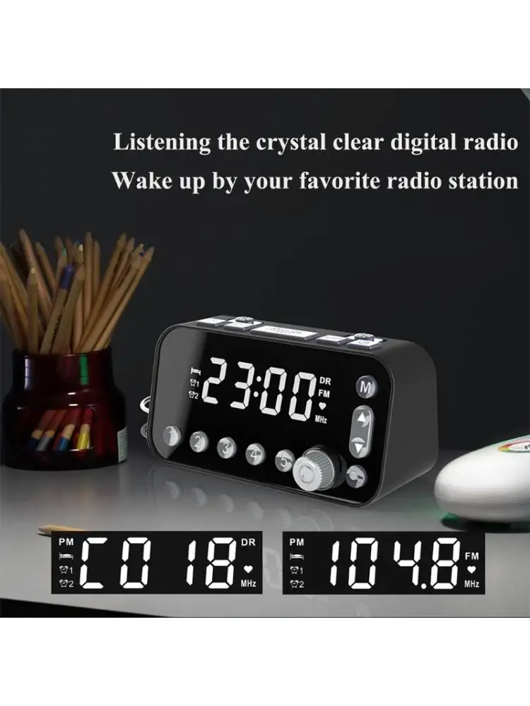 2021 Новый прикроватный цифровой будильник с двойным USB DAB/FM радио большой экран