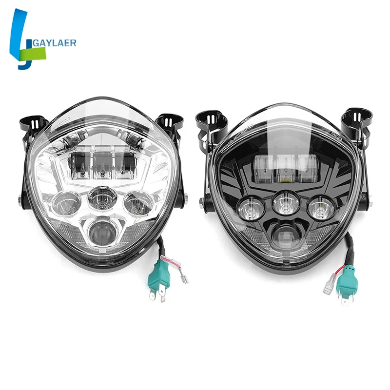 Universal Led Motorcycle Headlight Headlamp DRL Hi&Lo Beam Bulb with Bracket for Cafer Racer Chopper Bobber Street Tracker
