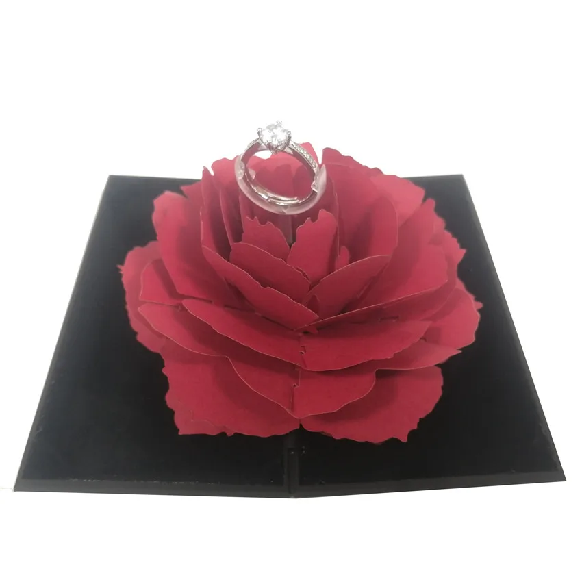 Складная Роза кольцо коробка для женщин Творческий Круглый вырез ящик хранения