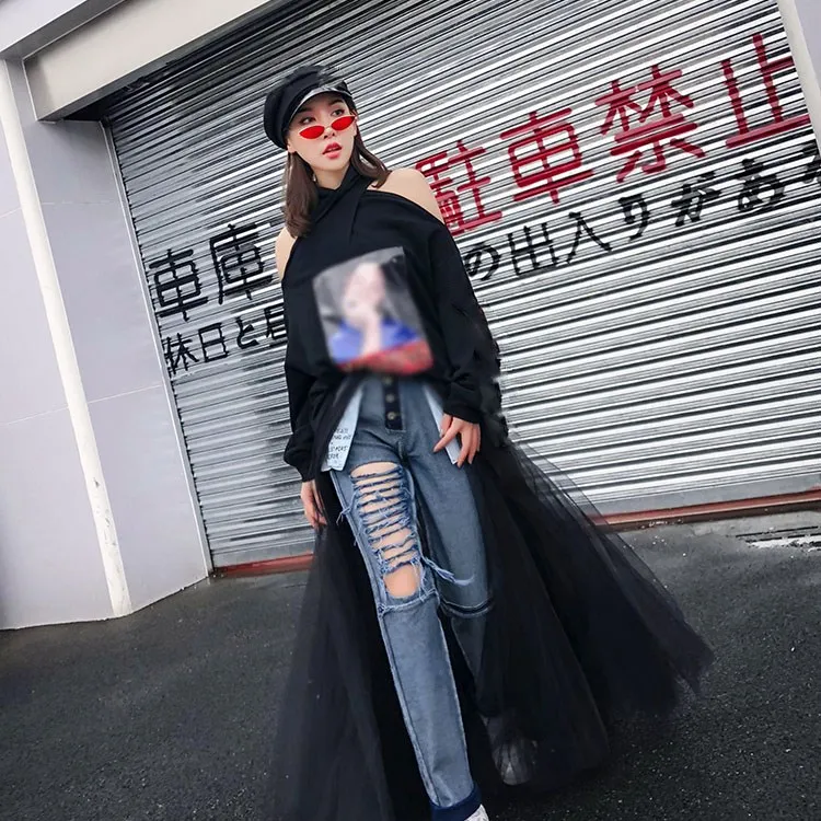 Лоскутные сетчатые джинсовые брюки-карандаш с дырками женские рваные винтажные