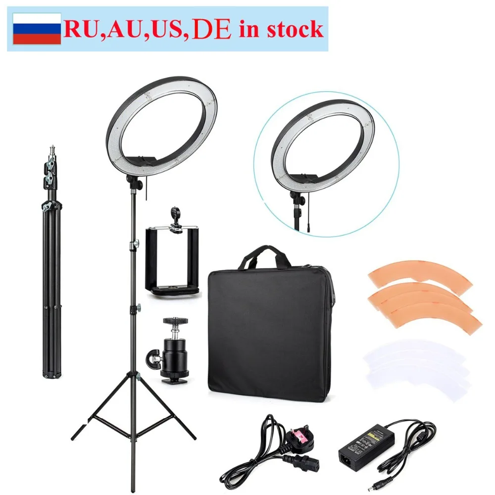 

ES240 18" 5500K Dimmable LED Adjustable Ring Light LED Video Ring Light w/ Diffuser w/ bag w/ light stand for Studio Photography