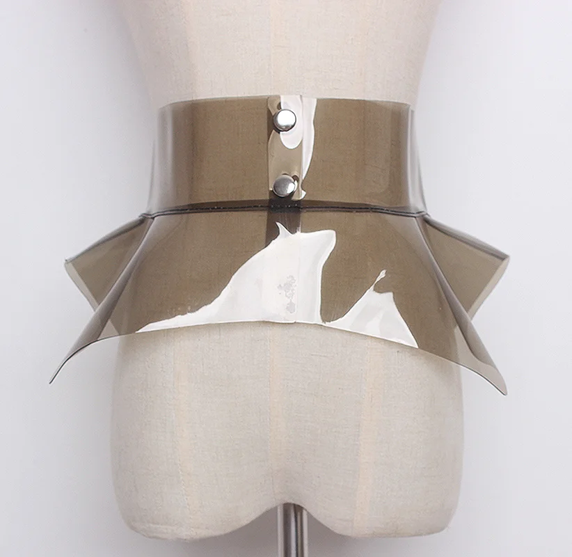 2020 New Laser Fashion Girdle Ruffled Slimming Wide Belt with Dress Leather Belt Plastic PVC Women Belt Harajuku Waist Belts