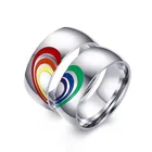 1 @ #2020 Стильное мужское и женское Радужное красочное ЛГБТ кольцо из нержавеющей стали обручальное кольцо Lebian  геев
