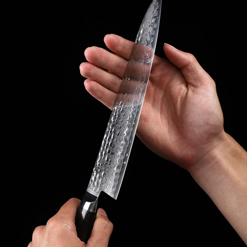 Нож кухонный из дамасской стали Kyokuto 67-слойный V gold 10 8 дюймов |