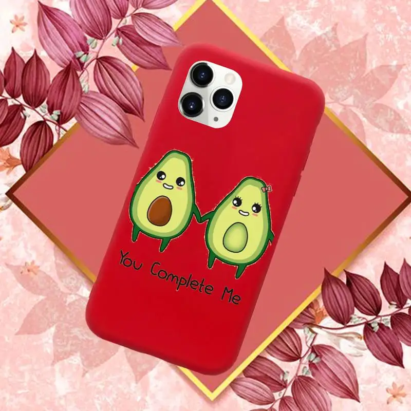 

Cute avocado cartoon Phone Case Red Candy Color for iPhone 11 12 mini pro XS MAX 8 7 6 6S Plus X SE 2020 XR