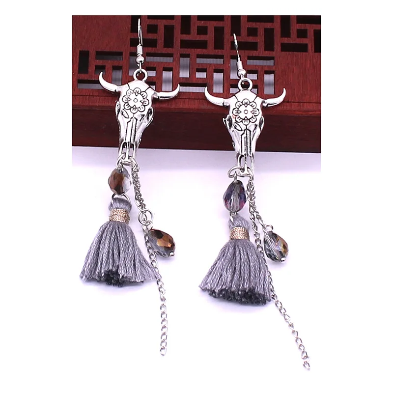 Новые ретро серьги с головой коровы богемные кисточками для женщин