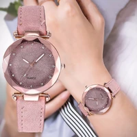 casual women romantic starry sky wrist watch bracelet leather rhinestone designer ladies clock simple dress gfit montre femme