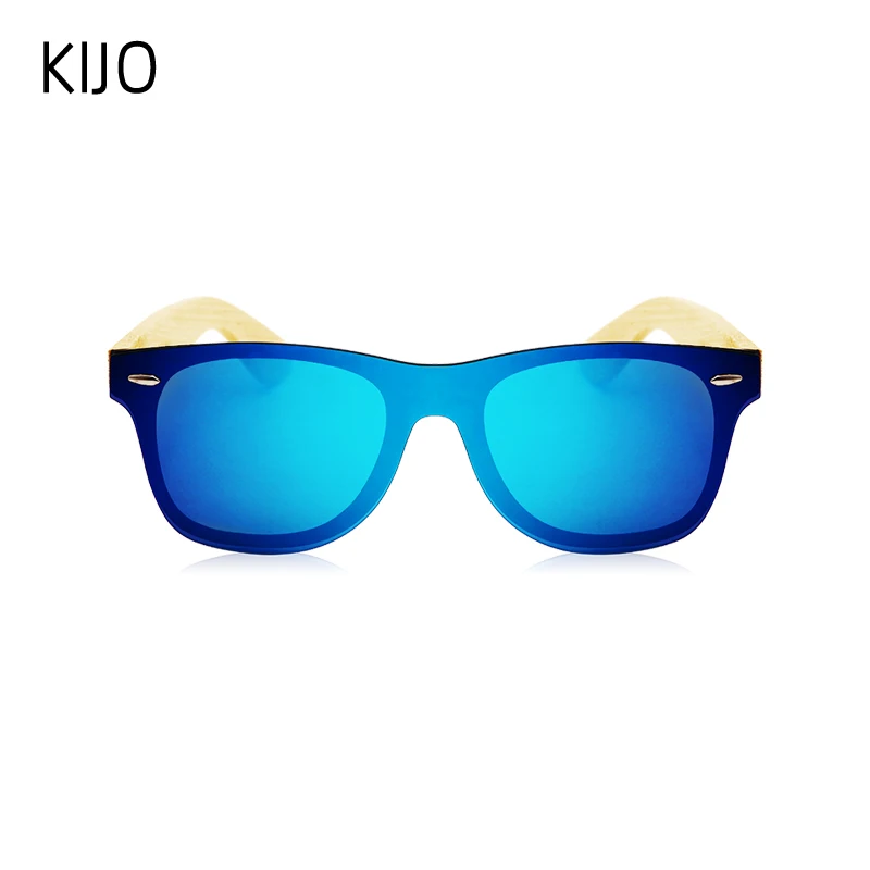 

KIJO Vintage Bamboo Wood Frame Men Women Sunglasses Fashion Mirror Coating Sun Glasses Shades Eyewear UV400