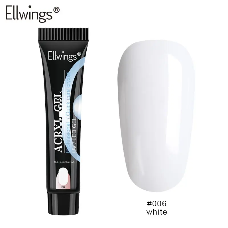 white Ellwings, полигель для быстрого строительства, гель для ногтей, акриловый, полигель, кристалл, УФ, гель для наращивания, решение для выскальзывания, быстрое удлинение геля - Цвет: white