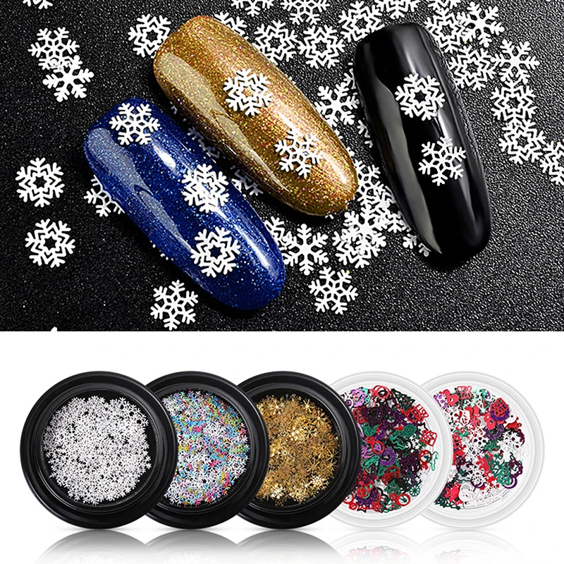 

Christmas Snowflake Holographicss Nail Sequins Nail Glitters Gold Metal Slices
