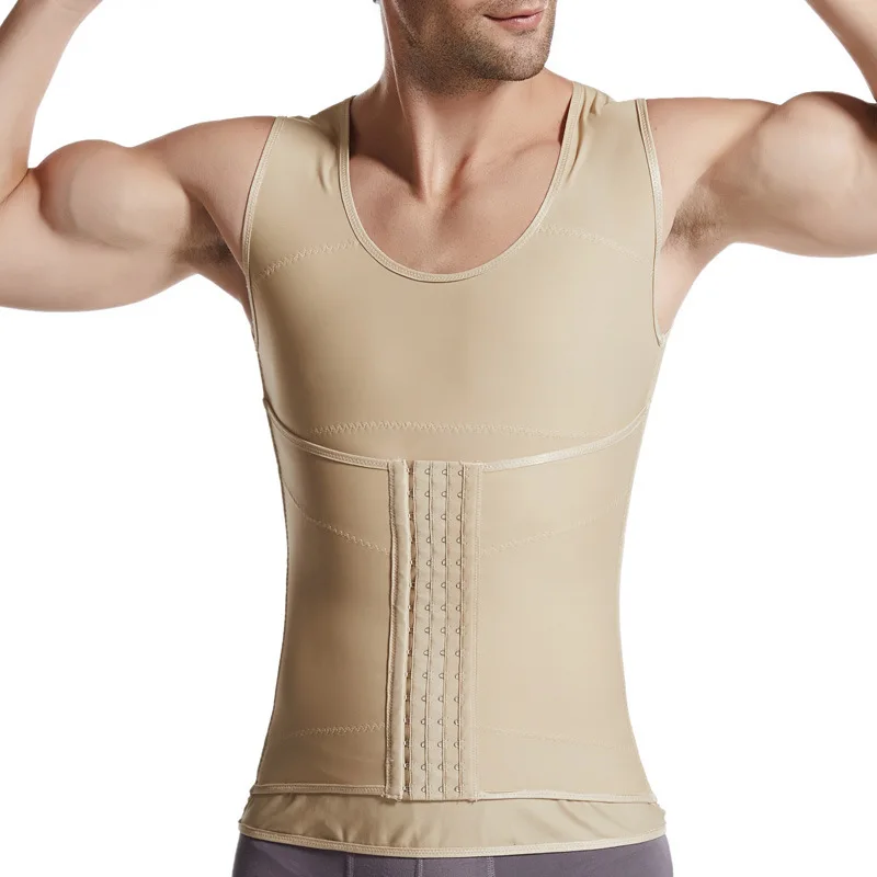 

Men Body Shaper Tight Skinny Sleeveless Shirt Hook Waist Elastic Beauty Abdomen Tank Tops Slimming Boobs Vest Plus size L-4XL