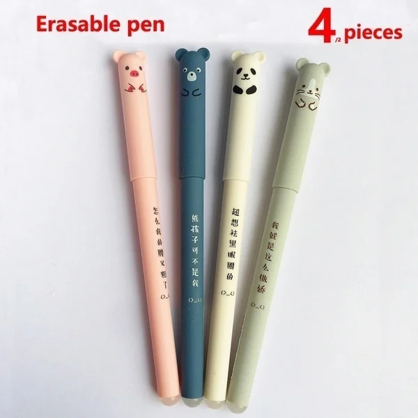 4 шт. симпатичного котика со стирающимися чернилами бархат Гелевая Ручка роллер