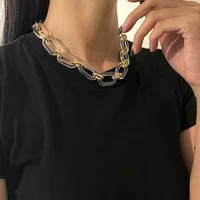 punk unique acrylic chunky short chain necklace on neck fashion transparent color thick choker collar necklace for women jewelry