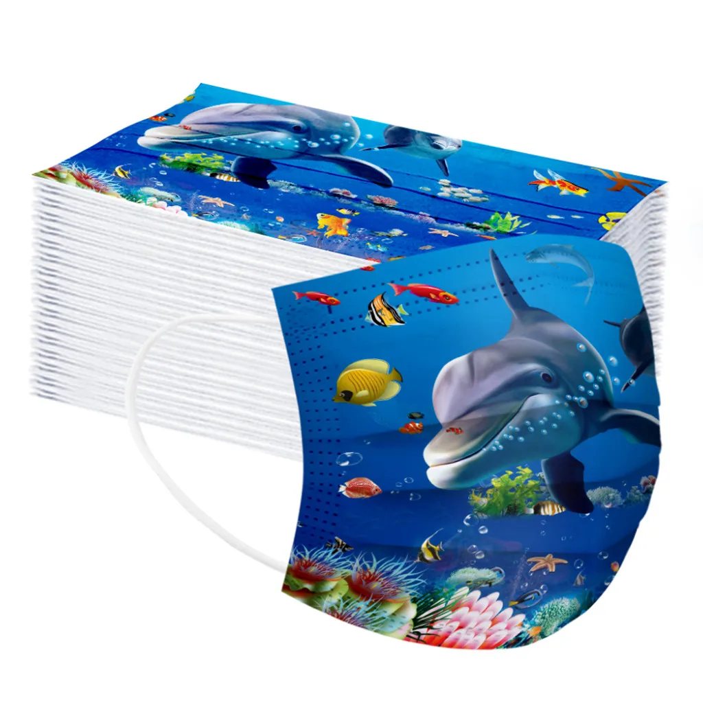 С проектом &quotДельфины&quot Одноразовые Маски Рот для ребенка 3 слоя защитные маски