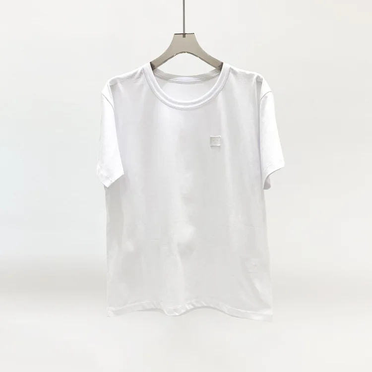 

Women Cotton T Shirt Lady O-Neck Short Sleeve Casual Female Smiley Decor Tee Tops Summer