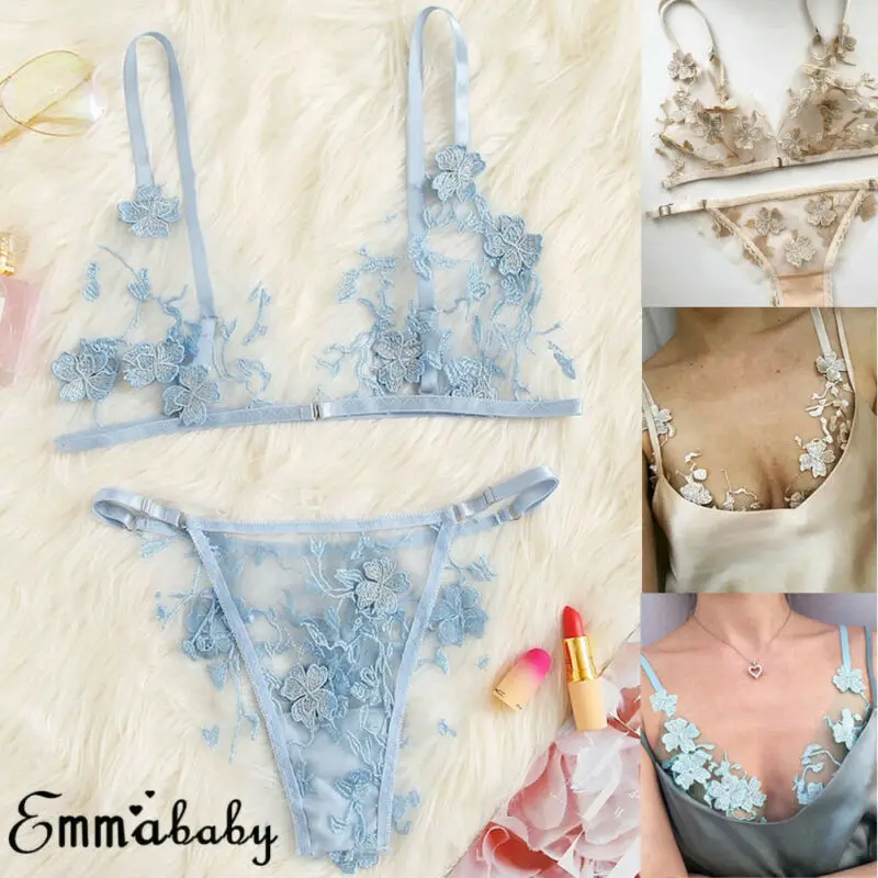 Сексуальный женский бюстгальтер короткие комплекты кружевной Цветочный