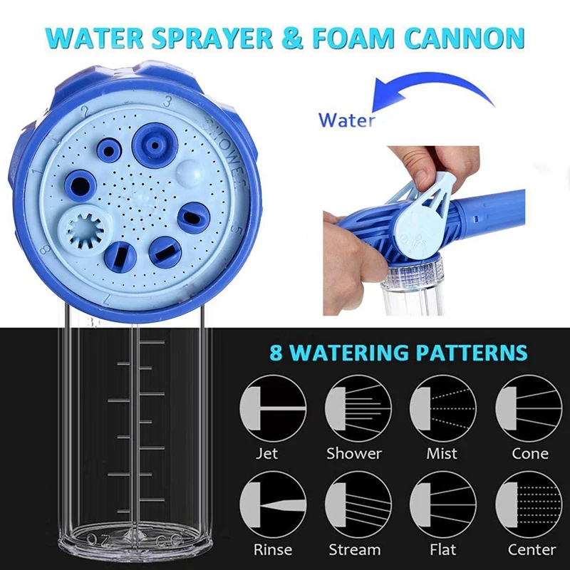 

8 in 1 Garden Multi-Gun Auto Foam Water-Gun Car Washer Water-Gun High Pressure Cleaning Car Washing Snow Foam-Gun