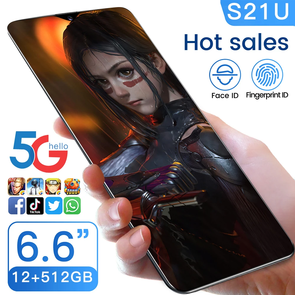 

S21U Snapdragon888 Cheap Phone Galax 5000mAh Big Battery 6.6Inch HD Display Mobile Phone Android10 12+512GB Deca Core Smartphone