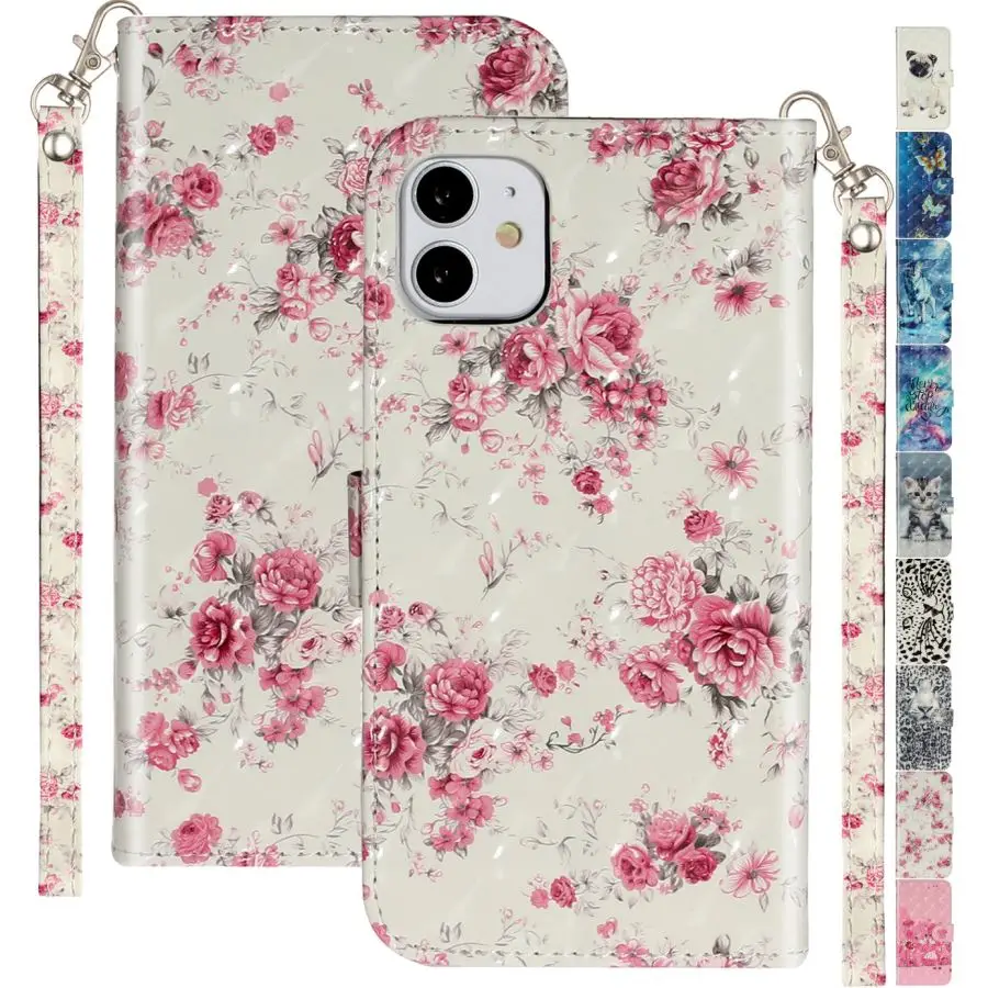 

Cute Flip Phone Wallet For Samsung Galaxy Note 9 10 Pro S20 Plus Ultra Lady Mobile Phone Flip Leather Handbag Flower Case D01G