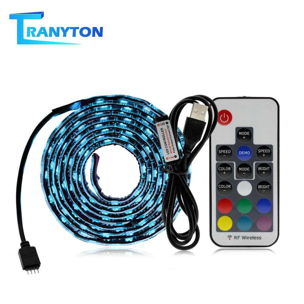 Светодиодная лента USB 5050 RGB сменная 5 в водонепроницаемая/без водонепроницаемости 0,5 м 1 м 2 м с контроллером USB Набор DIY ТВ декоративный светодиодный светильник