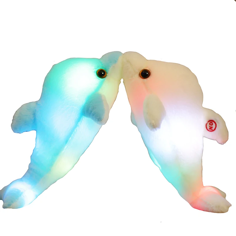 

32cm Creative Luminous Plush Dolphin Doll Glowing Pillow, Colorful LED Light Animal Toys Kids Children's Gift YYT220