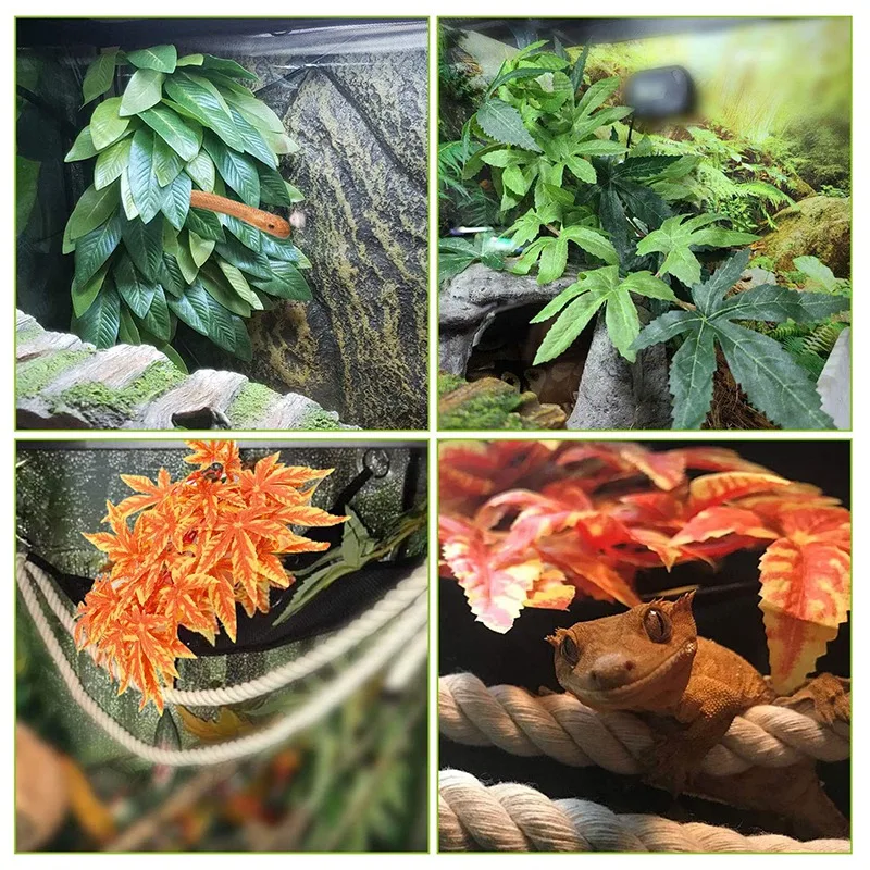 3 упаковки растения для рептилий подвесное шелковое растение террариума с