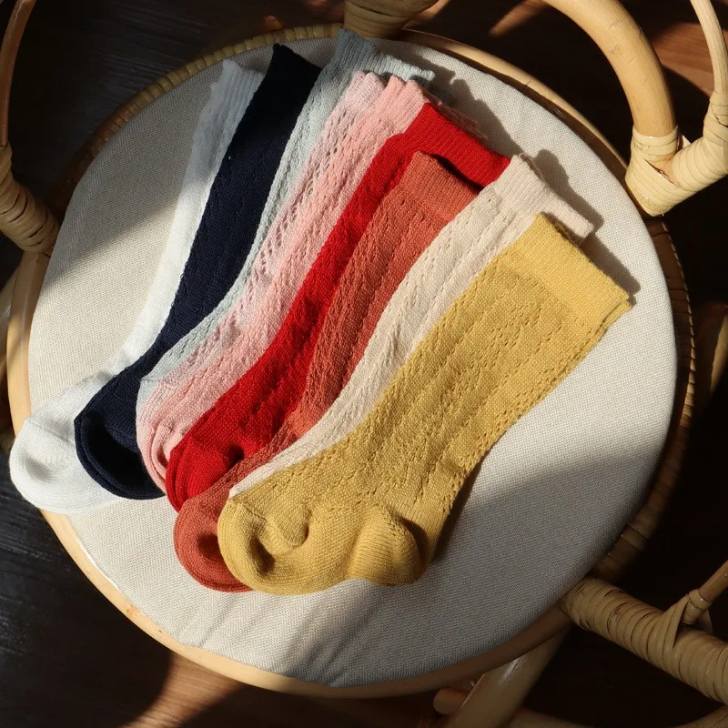 Мода для девочек Хлопковые носки Гольфы длиной до колена из дышащего материала