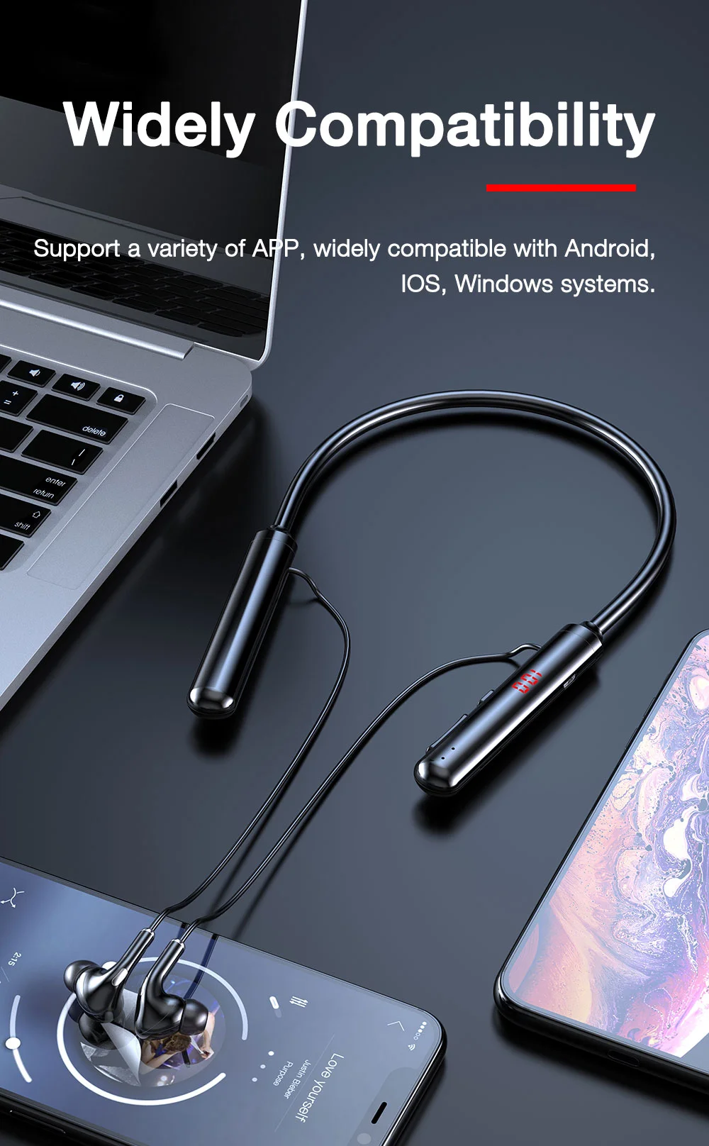 100 Hours Playback Wireless Bluetooth Earphones Magnetic Sports Running Headset IPX5 Waterproof Sport earbuds Noise reduction