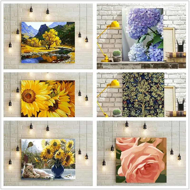 

JustPaint картины по номерам Flower DIY Painting By Numbers Oil Paint malowanie po numerach Home Decor For Kids Adults