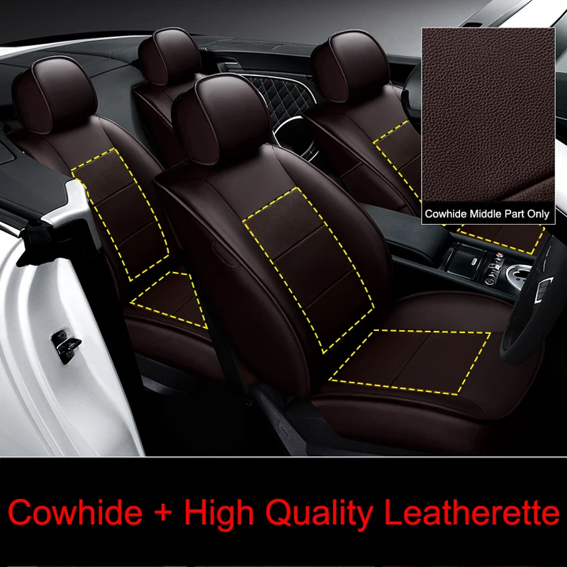 CARTAILOR Cowhide Leather Cover Seats Car Accessories for Jeep Cherokee 2017 2016 Seat Covers Protection Red Black Full Sets | Автомобили