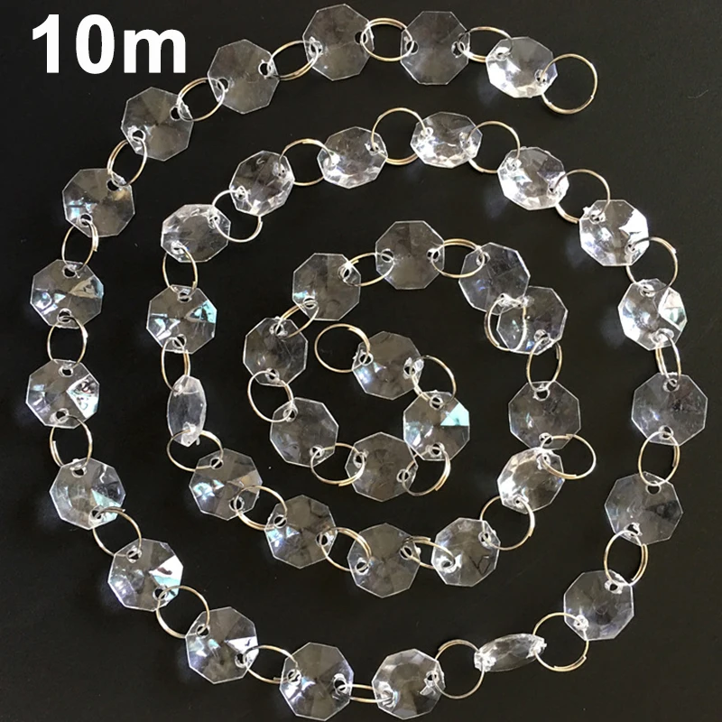 Акриловая Хрустальная Гирлянда Люстра 10mOctagon бусины цепочка для подвешивания