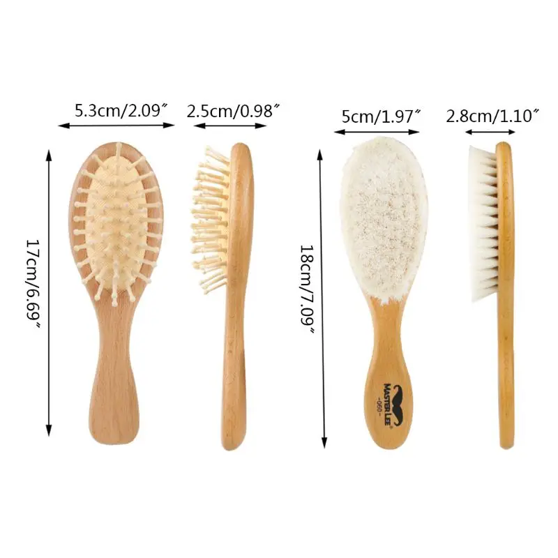 

New Baby Care Pure Natural Wool Baby Wooden Brush Comb Brush Baby Hair Brush Newborn Hair Brush Infant Comb Head Massager Brush
