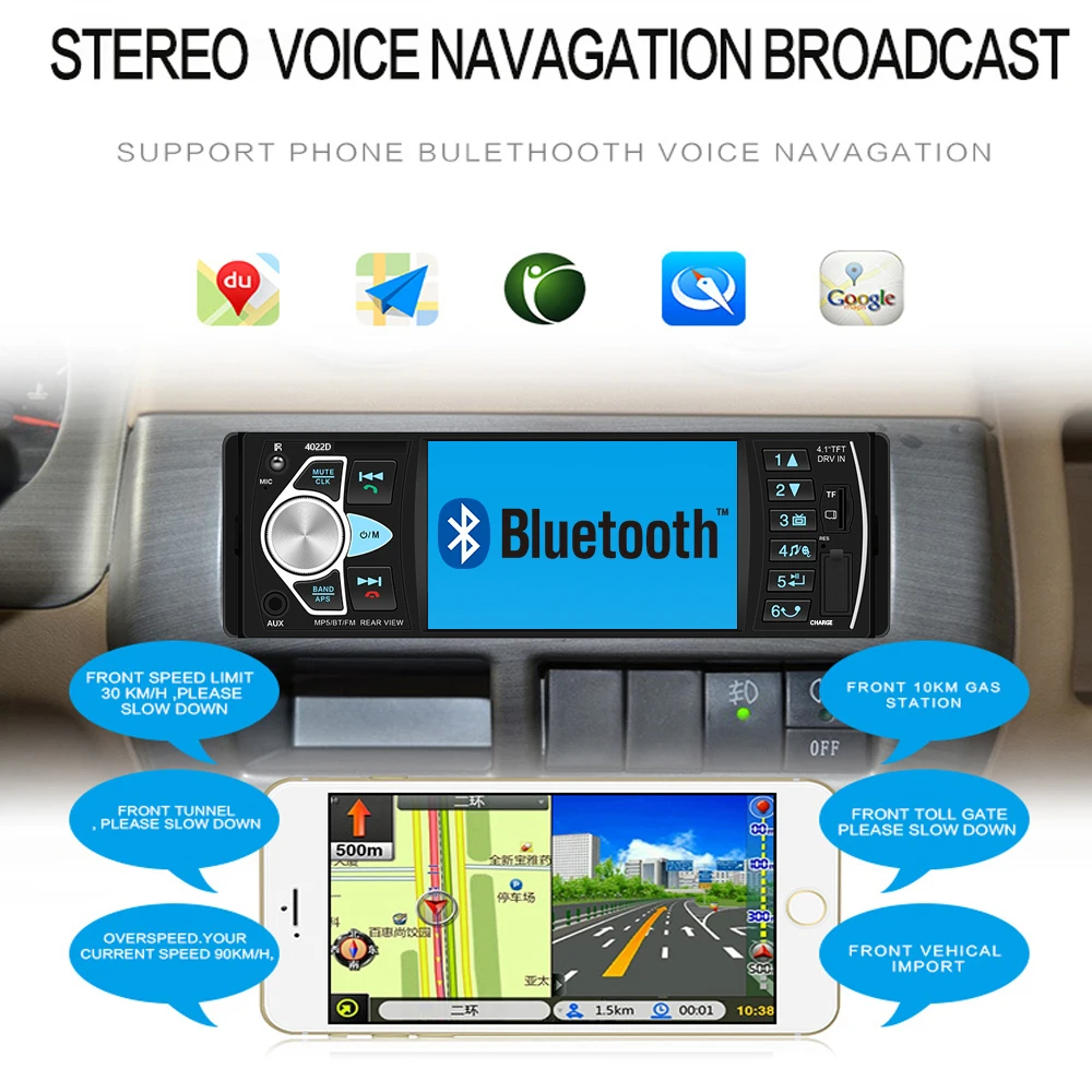 Автомагнитола 4022D 1 Din 4 дюйма Bluetooth FM-приемник USB поддержка камеры заднего вида и