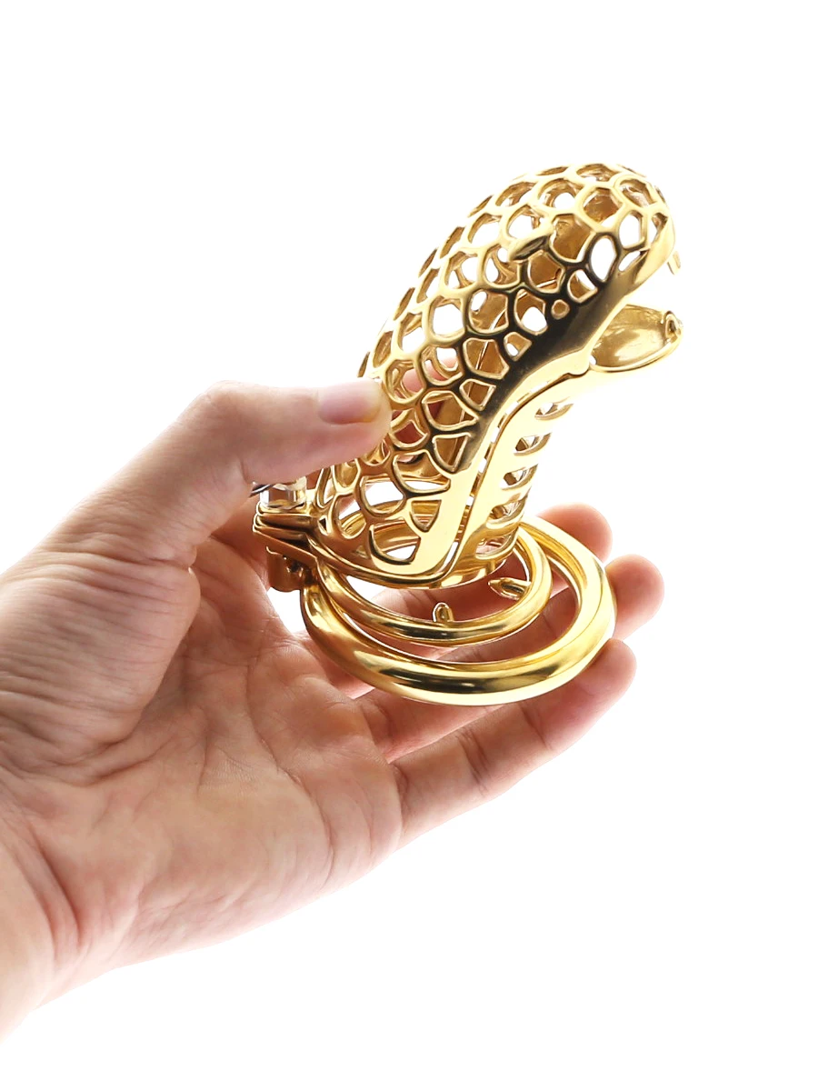 Золотое кольцо на пенис в виде змеи из нержавеющей стали с шипами эротическое