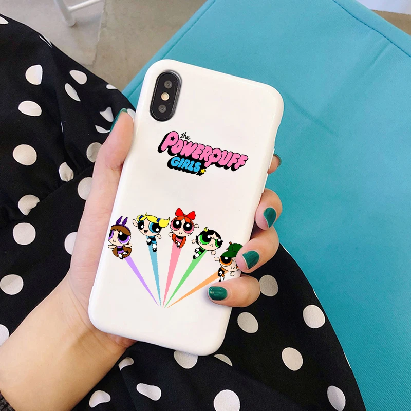 Чехол Powerpuff для девочек iPhone X XR Xs Max 8 7 6 Plus 6S 5s SE силиконовый милый чехол на телефон с