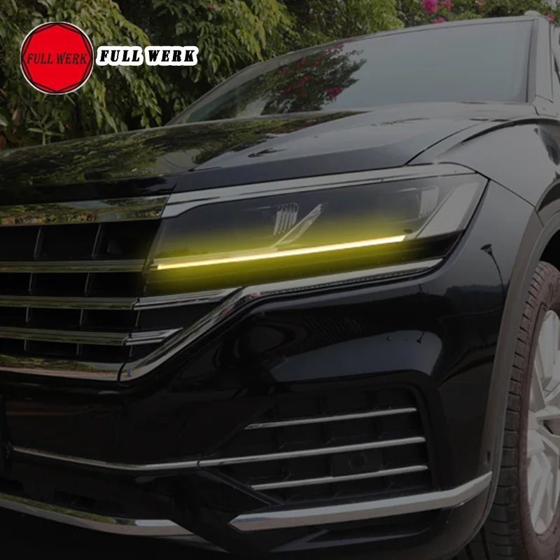 1 пара ТПУ Автомобильная Повседневная световая пленка для фары клейкая пленка для изменения цвета крышка полосы для Touareg 19 фара украшение пленка аксессуары