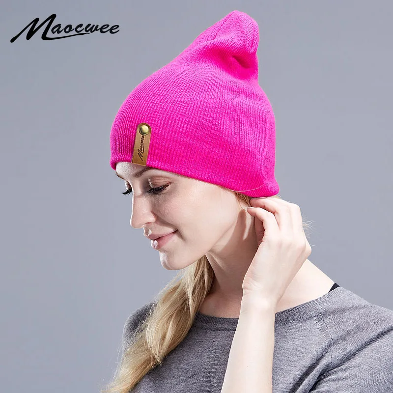 

Women Hat Knitted Skullies Beanies Cap Spring Autumn Winter Warm Pure Colour Unisex Solid Color Bone Raccoon Outdoor Caps
