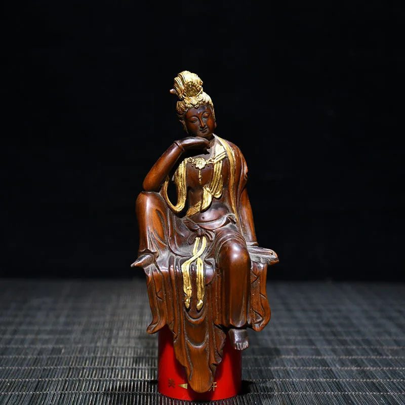 

Archaize Seiko Hand-Carved Boxwood Free Goddess of Mercy Buddha Statues et Sculptures Desk Decoration Collection Ornaments