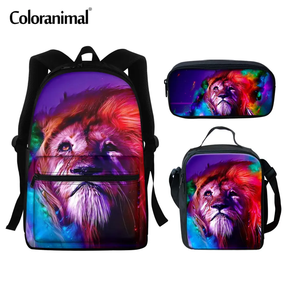 

Coloranimal Galaxy Лев с художественным принтом школа в комплекте с набором подходящих сумок портфели для мальчиков подросткового возраста 3 шт./ком...