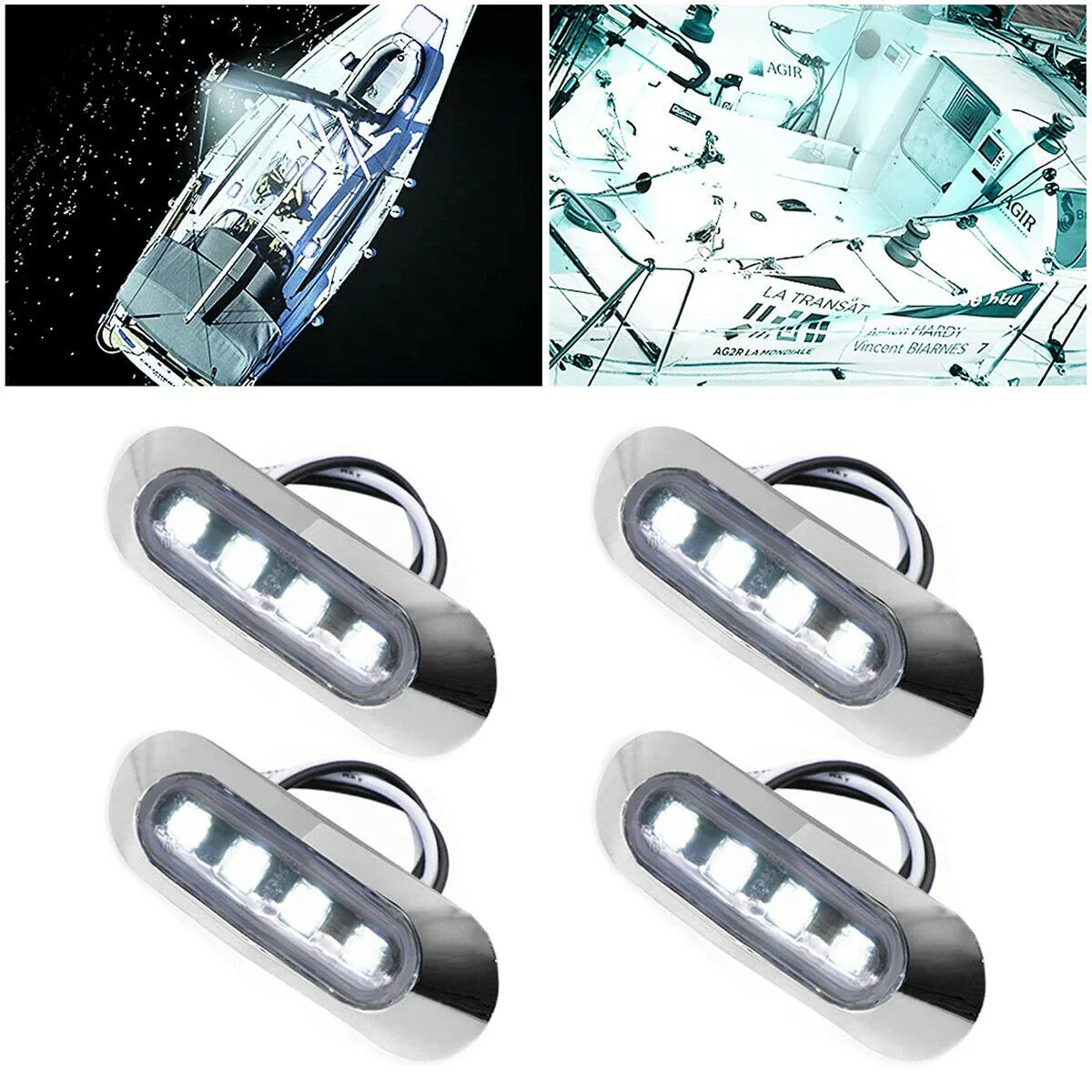 

4PCS Marine Boat LED 12V -24V Courtesy Lights Cabin Deck Walkway Stair Light White Waterproof LED Tail Lamp Parts