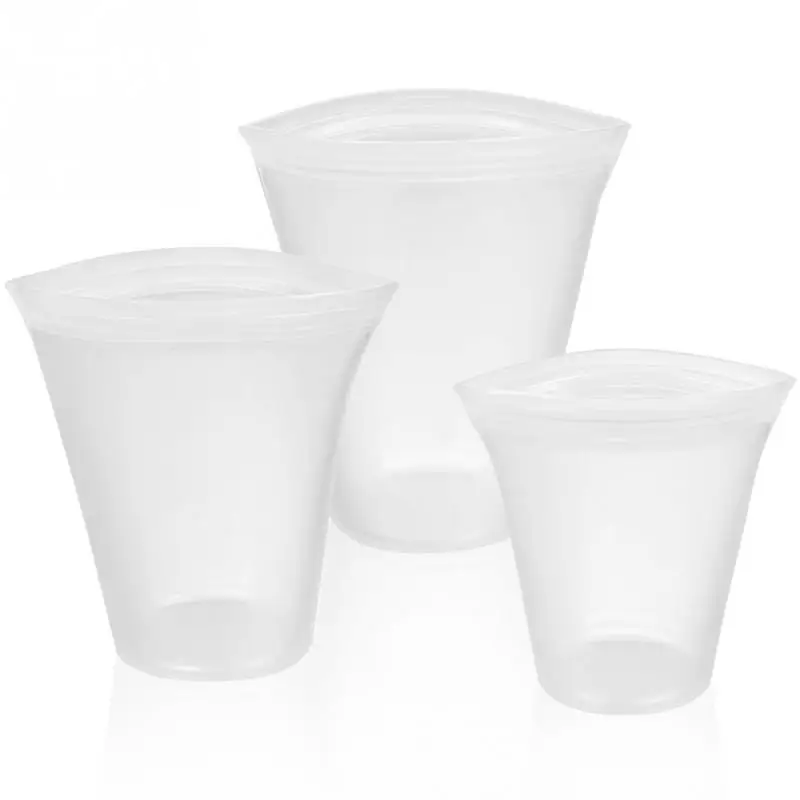 3PCS CUP 10 шт. мешок для хранения на молнии большой/маленький Подогрев еды свежий Сейд кухонные аксессуары многоразовые замораживание - Цвет: 3PCS CUP