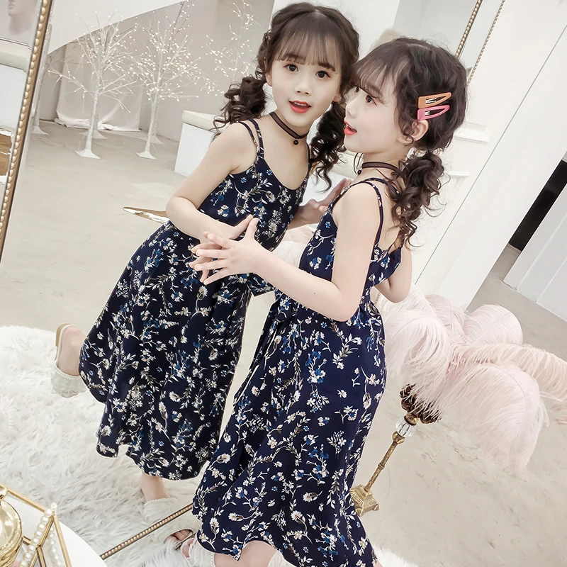 

Летние шифоновые платья CNUM для девочек, детское пляжное платье без рукавов с принтом, одежда оптом